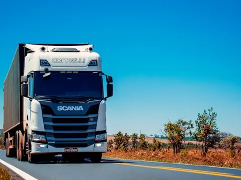 Semi truck driving on a California highway
